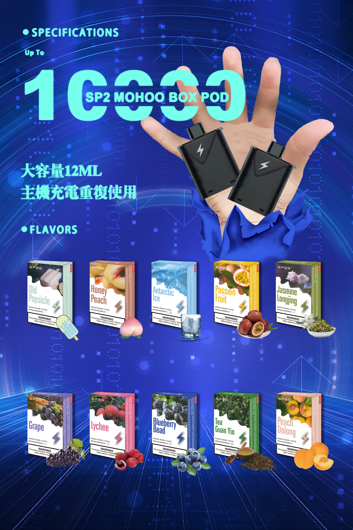 Lyze 萊茲 換彈拋棄式主機 10000口 雙檔調節 防滑設計 適用東京魔盒 買5盒煙彈送1隻主機